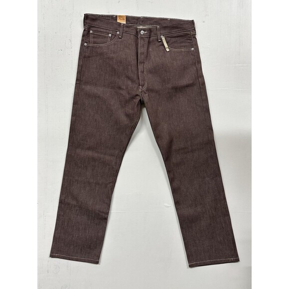Levis 501 XX men jeans size 40x32 straight button Fly pockets maroon brown denim